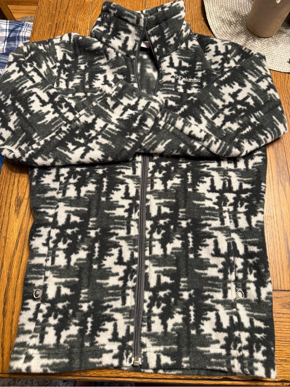 Columbia boys Black and White Patterned Full-Zip Fleece